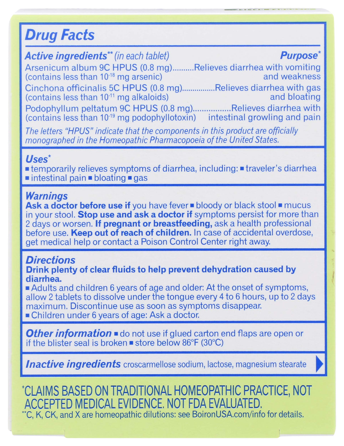Boiron Diaralia 60 count bottle for digestive relief