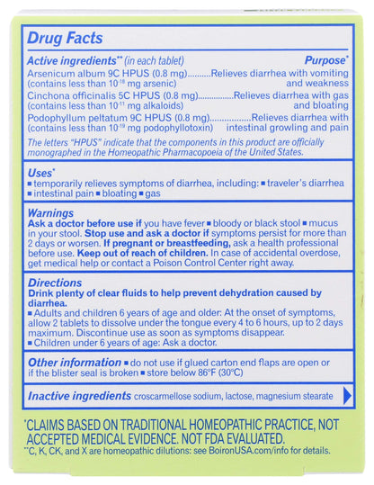 Boiron Diaralia 60 count bottle for digestive relief