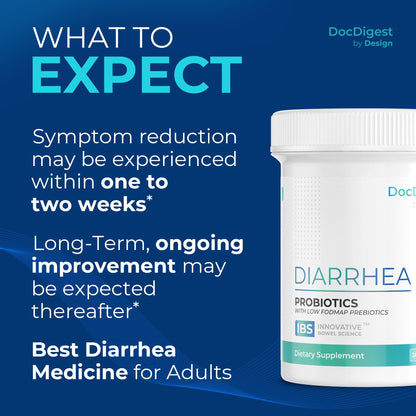 DocDigest by Design gut health supplement packaging showing dairy free and gluten free icons.