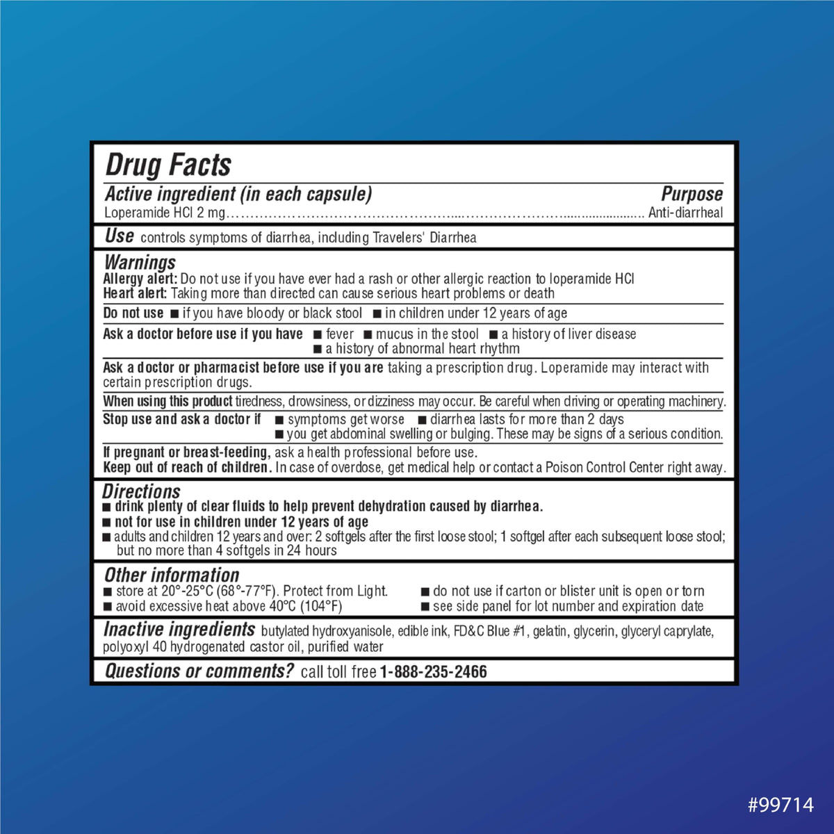 Quality Choice anti-diarrheal softgel capsules close up view