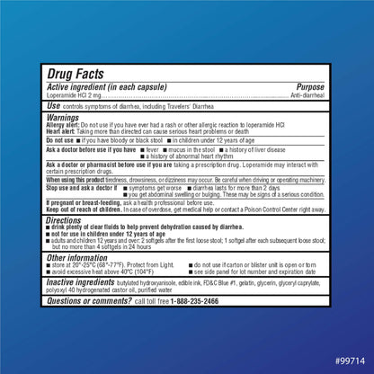 Quality Choice anti-diarrheal softgel capsules close up view