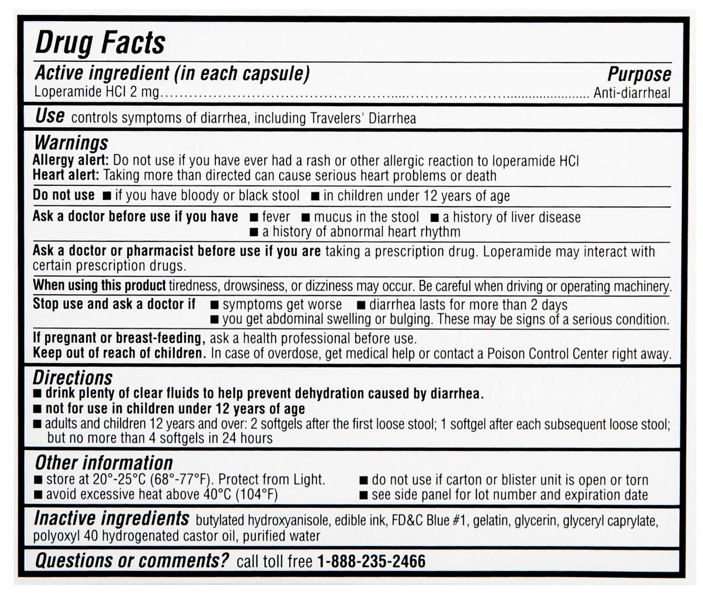 Package information of Quality Choice Loperamide 2mg USA import