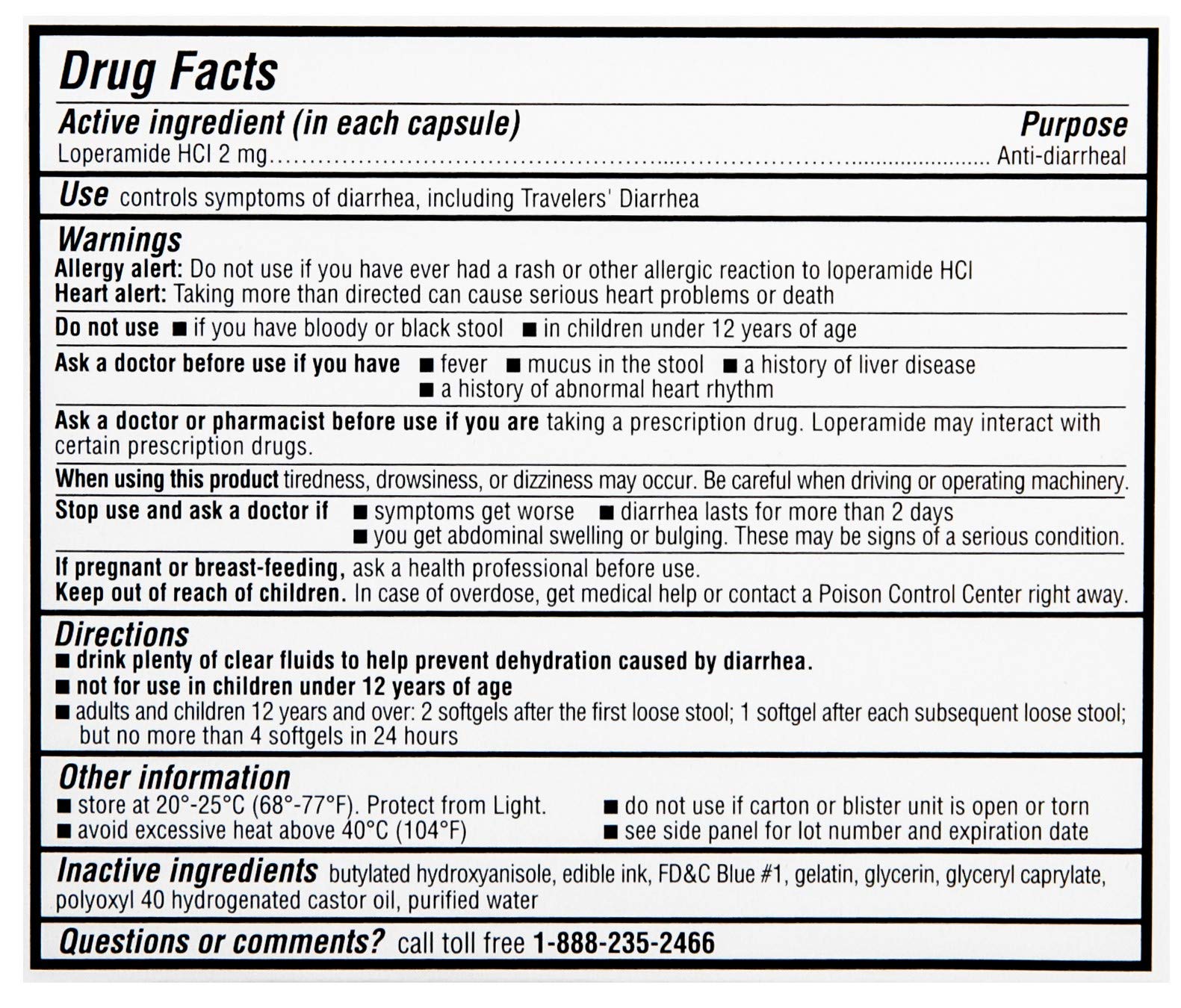 Package information of Quality Choice Loperamide 2mg USA import