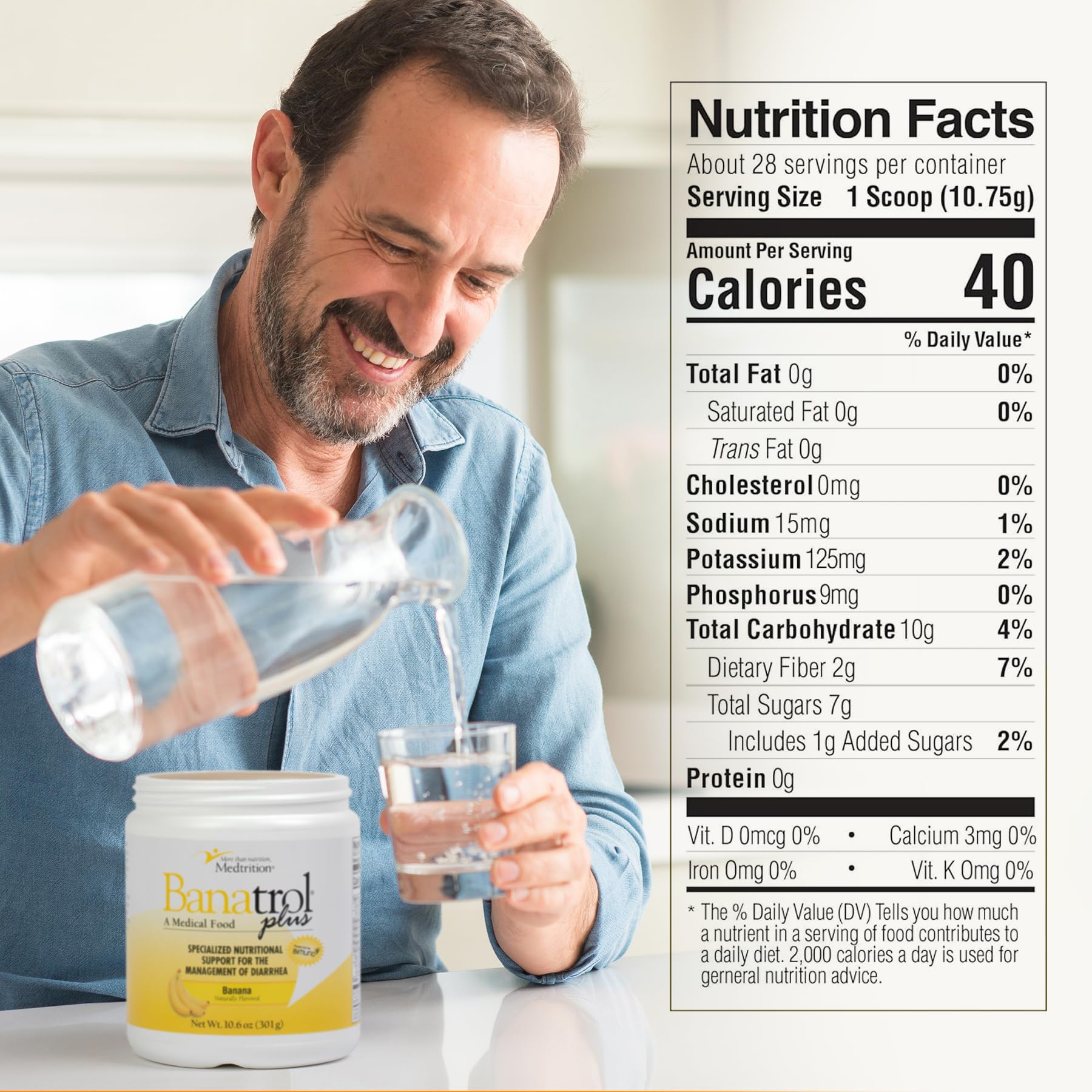 Medtrition Banatrol digestive support powder side label details
