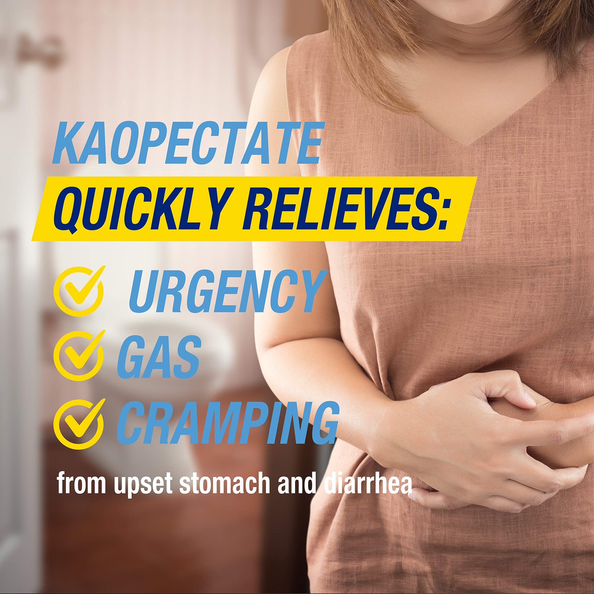 Portable pouch of Kaopectate strawberry chewable tablets for vacation and cruise essentials.