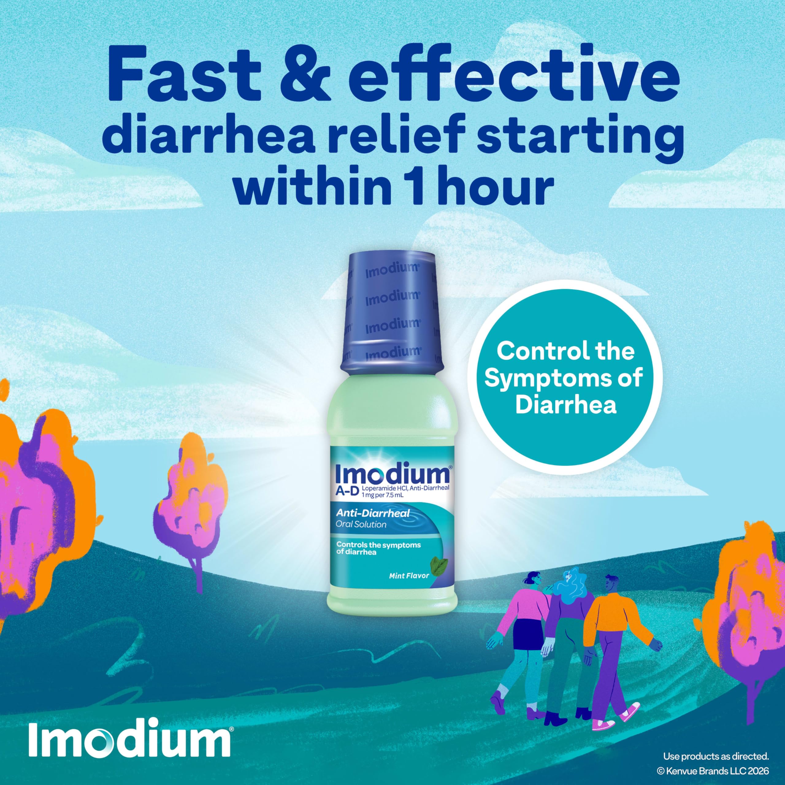 Imodium A-D mint flavored oral solution bottle