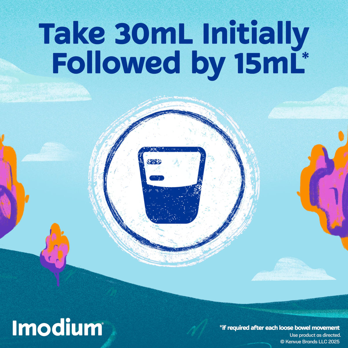 Imodium A-D liquid 8 fluid ounce bottle side view