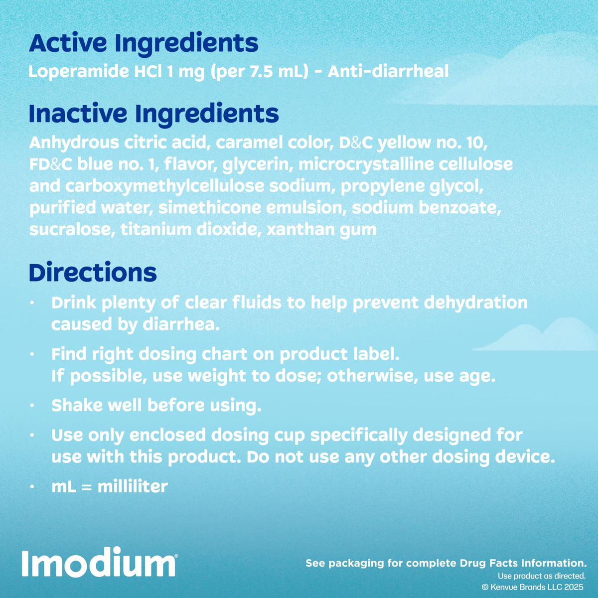 Medical grade Imodium A-D liquid for traveler's diarrhea