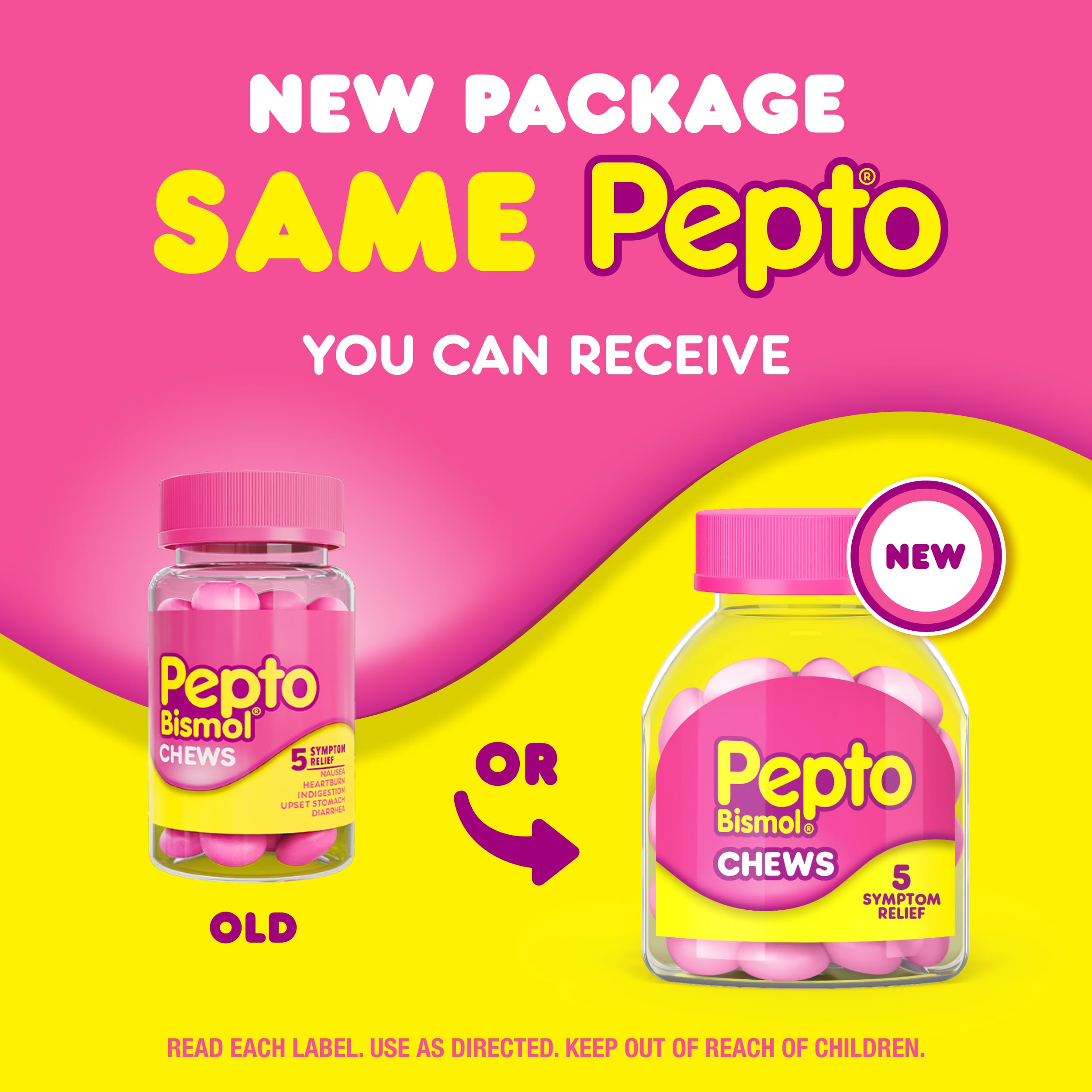 Three pack bundle of Pepto Bismol chewable tablets