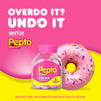 Side view of Pepto Bismol bottles for digestive health