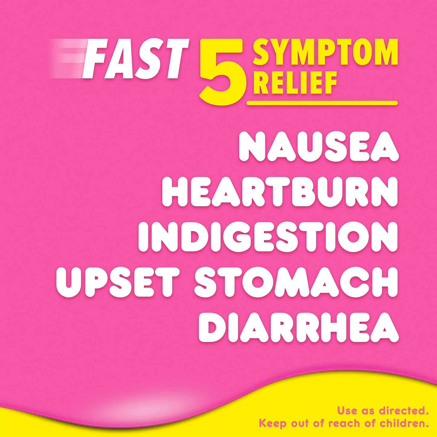 Pepto Bismol Liquicaps packaging highlighting 5-symptom relief