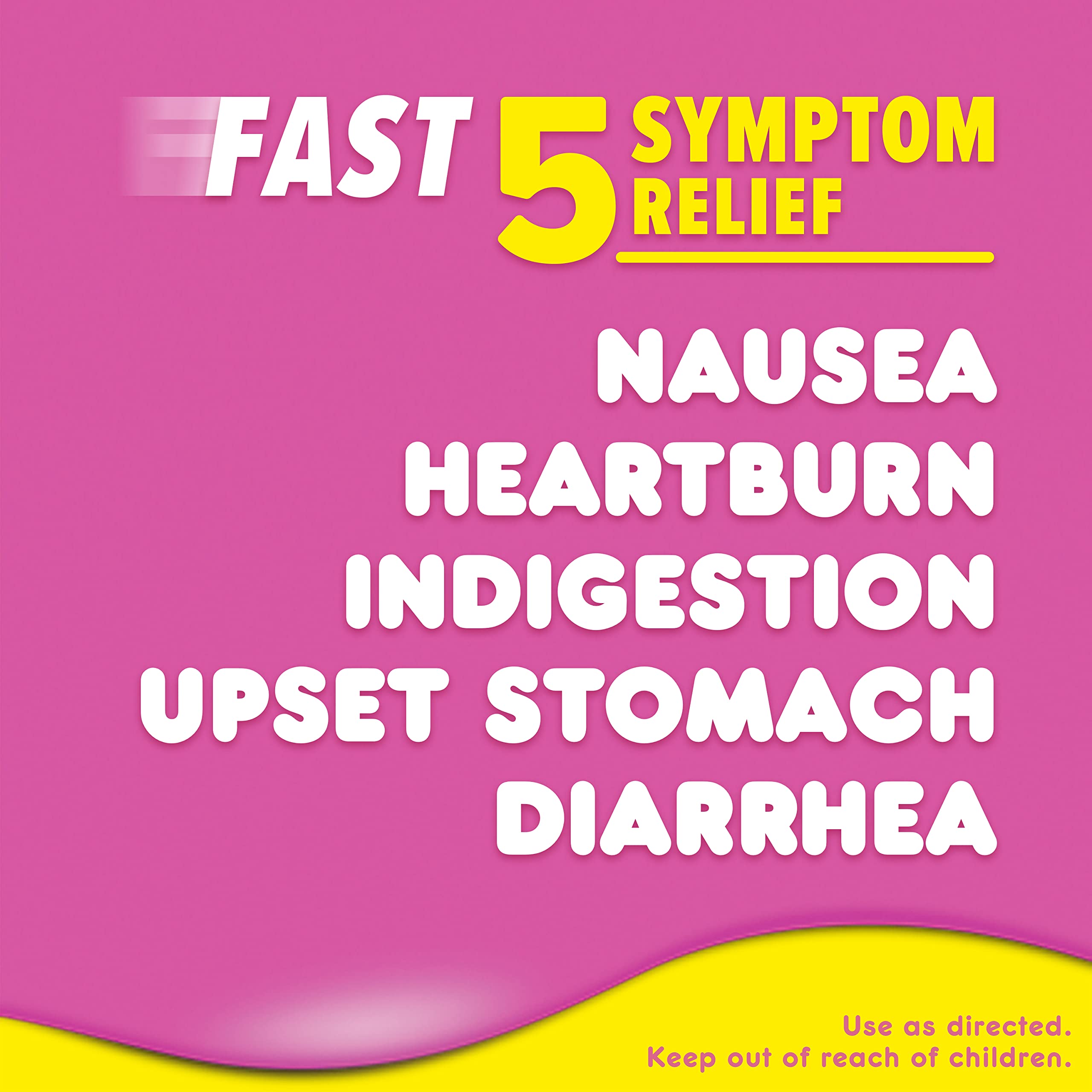Pepto Bismol Liquicaps packaging highlighting 5-symptom relief
