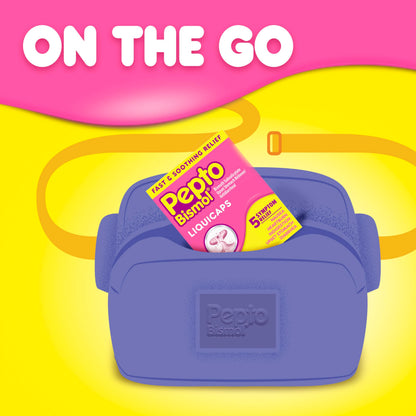 Side view of Pepto Bismol 48 count bottle