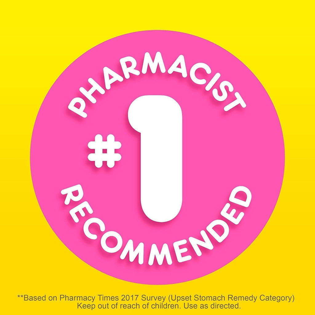 Pepto Bismol digestive relief tablets bottle detail