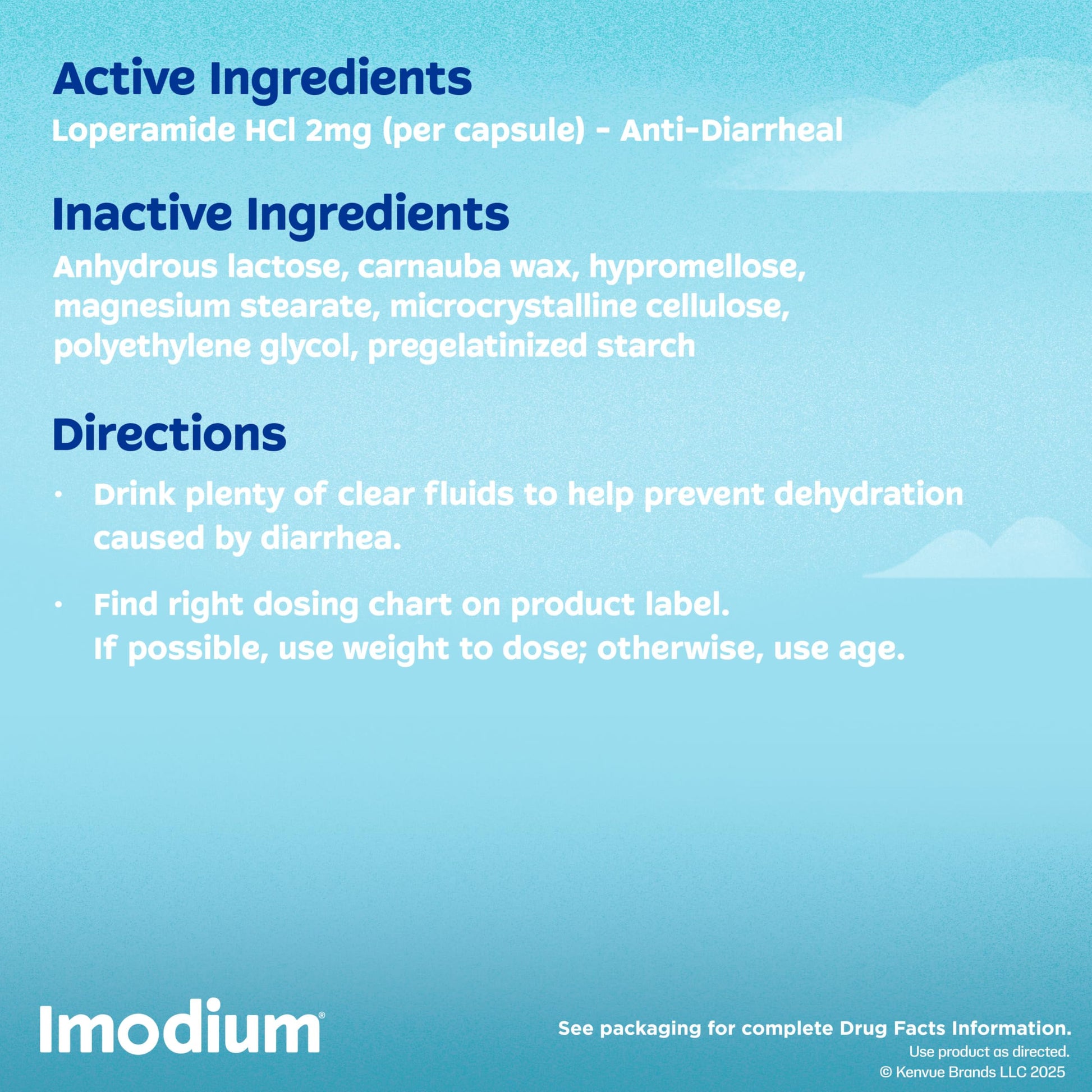 Medical label details on Imodium box