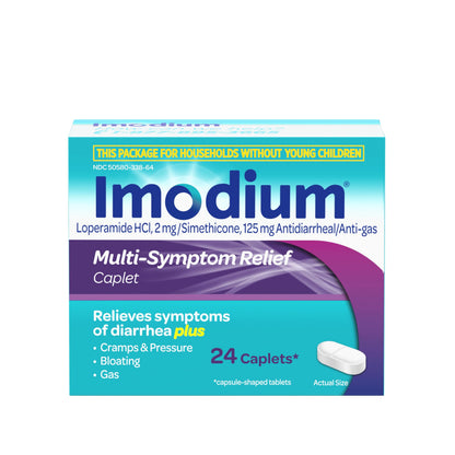 Imodium anti-diarrheal medicine label information