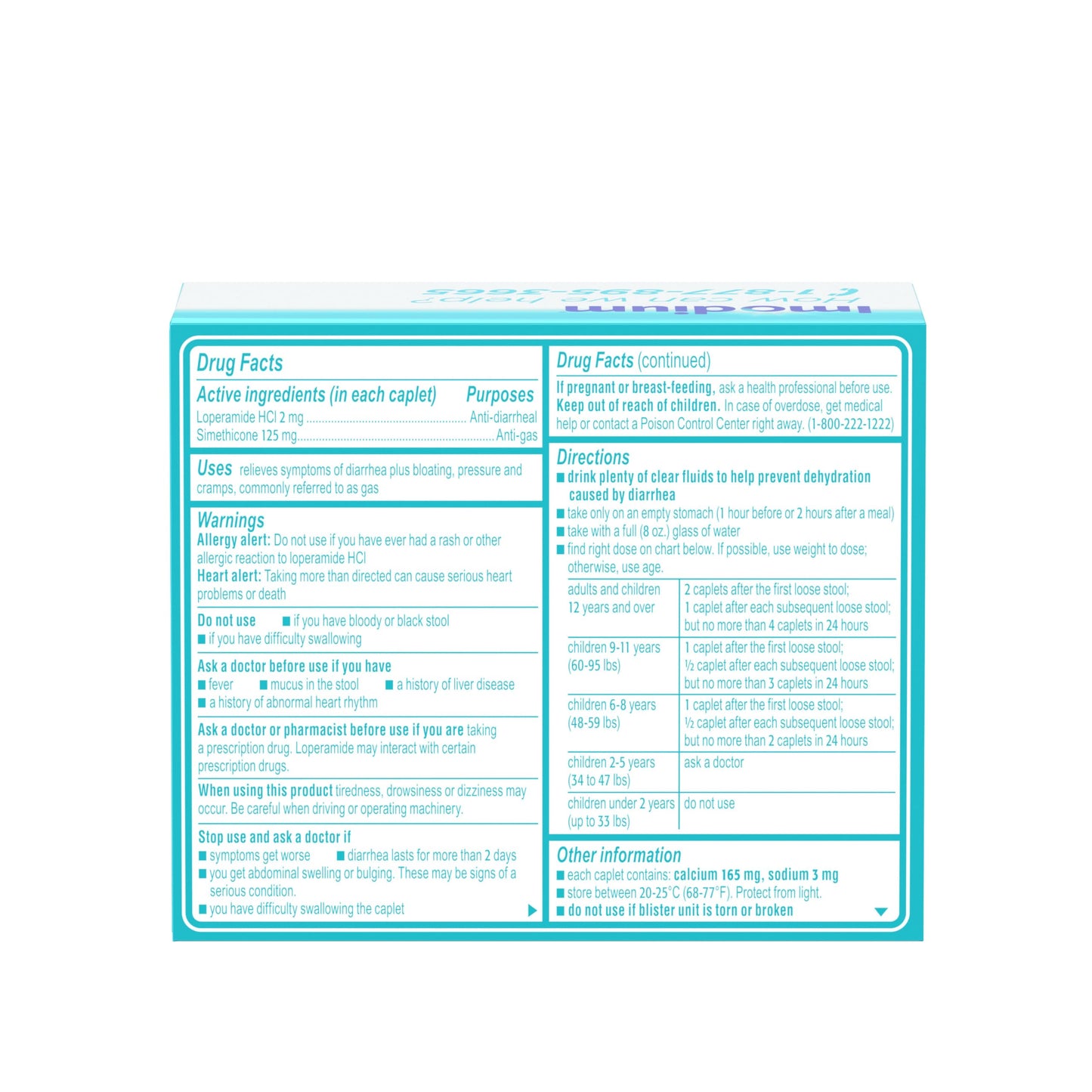 Top view of Imodium Multi-Symptom Relief box