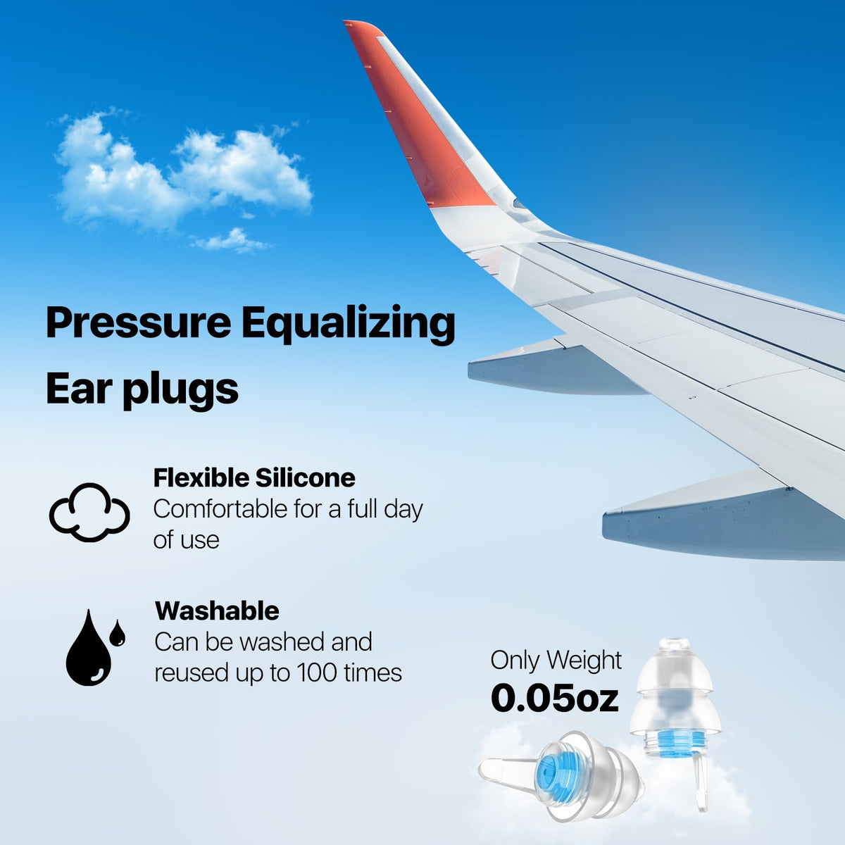 Softvox noise reduction travel earplugs lifestyle view