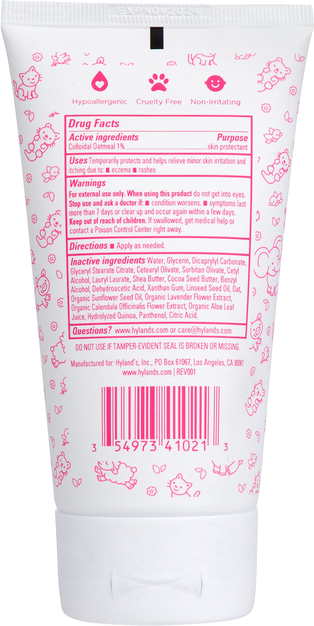 Hyland's Baby Eczema Cream with colloidal oatmeal imported moisturizing lotion for infants