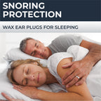 Moldable soft wax earplugs displayed for sleeping and swimming