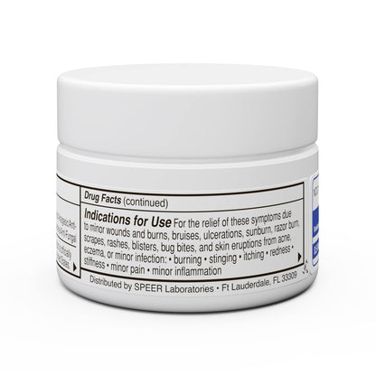 Emuaid ointment jar top view highlighting natural steroid free formula