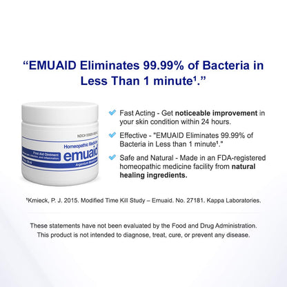 Emuaid regular strength ointment for psoriasis and eczema symptom relief side view