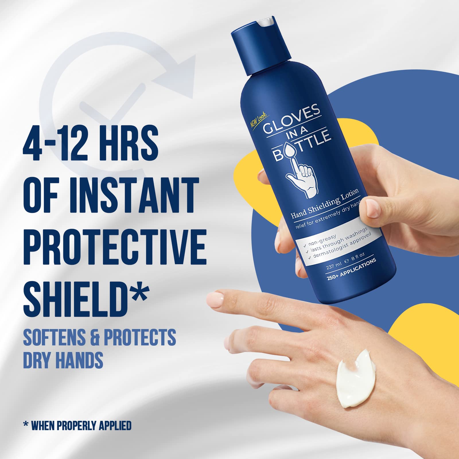 Gloves In A Bottle shielding lotion pump bottle for treating cracked hands and dermatitis.