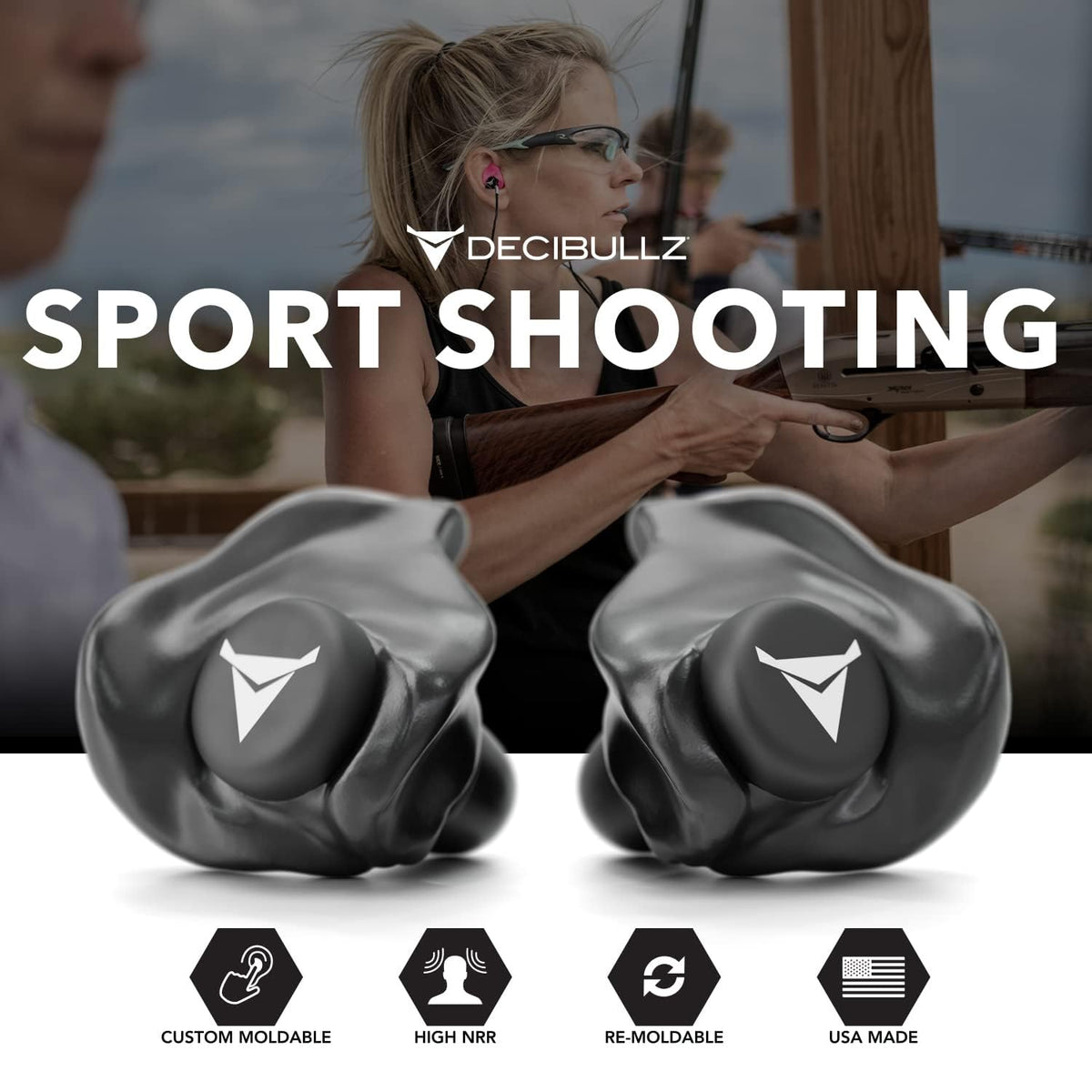 Decibullz shooting earplugs complete pair