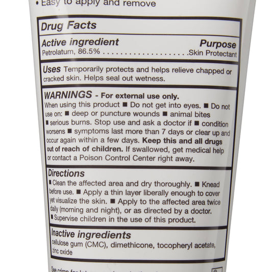 Coloplast Critic-Aid Clear Skin Protectant 170g tube showing transparent petrolatum application details