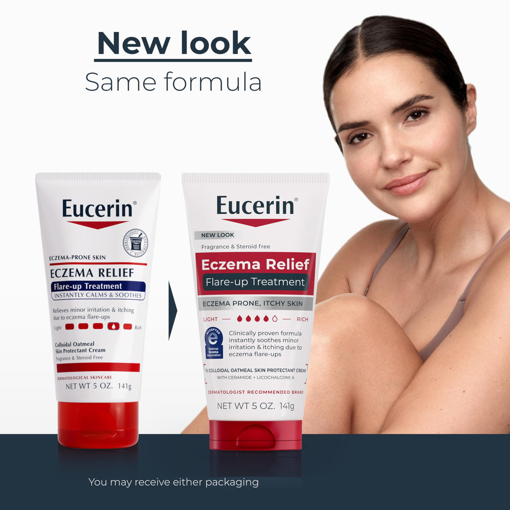 Eucerin colloidal oatmeal cream for sensitive skin eczema flare-up care.