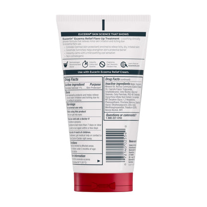 Eucerin eczema cream for babies and adults showing ingredient information.