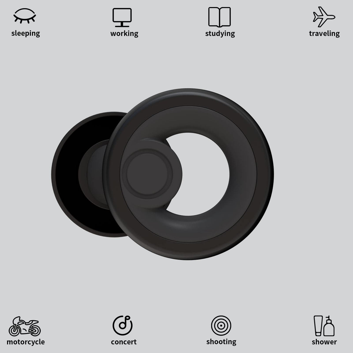 Jayine reusable earplugs with black mini storage case