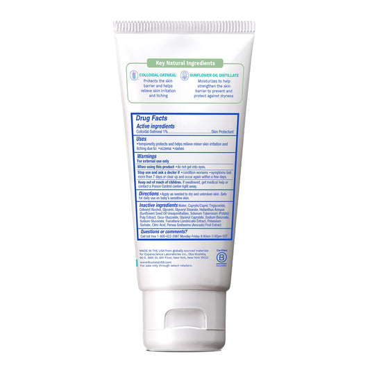 Mustela fragrance free eczema moisturizing lotion packaging showing colloidal oatmeal ingredient