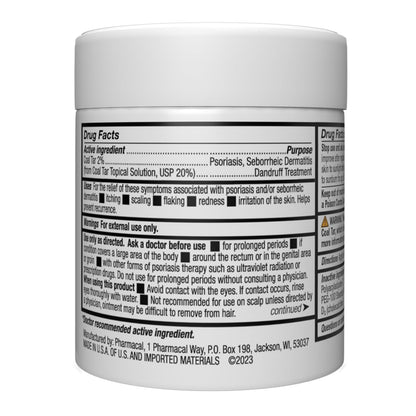 Medicated multi symptom psoriasis relief ointment container showing ingredient details