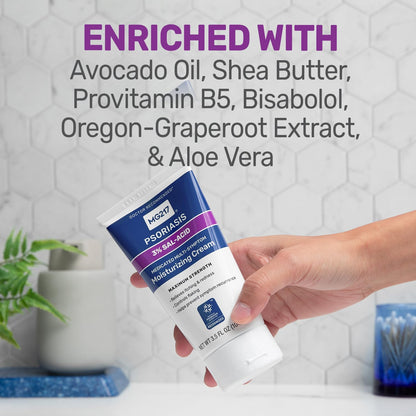 Texture shot of the fast absorbing fragrance free medicated psoriasis cream