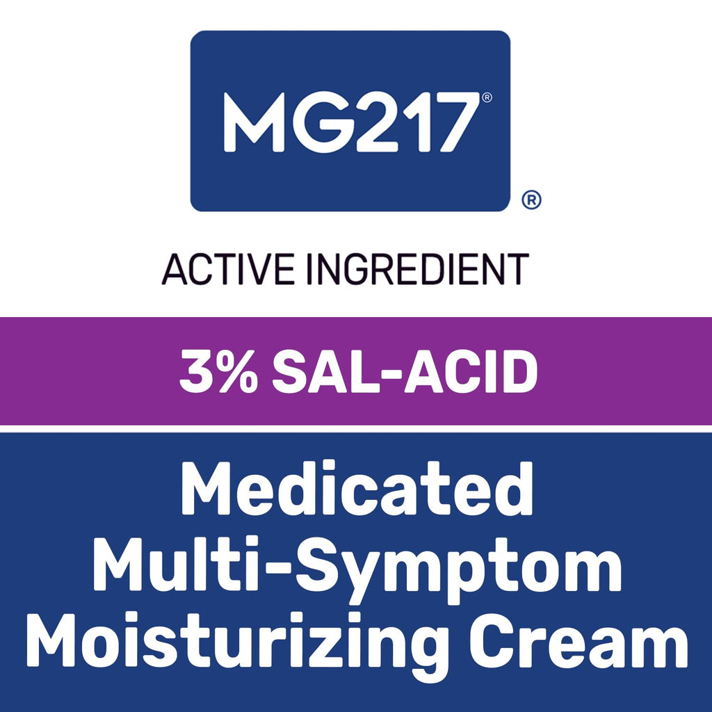 Side view of MG217 psoriasis cream highlighting the cruelty free and non staining formula