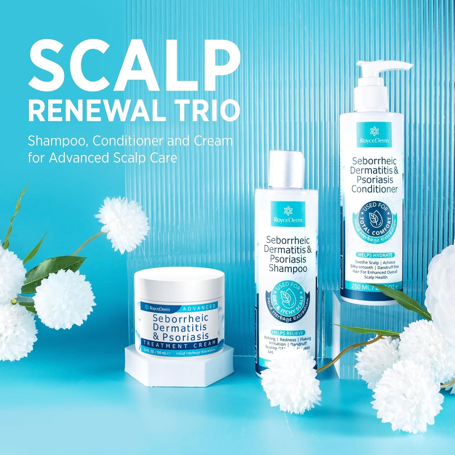 Roycederm anti dandruff scalp care cream application on the hairline