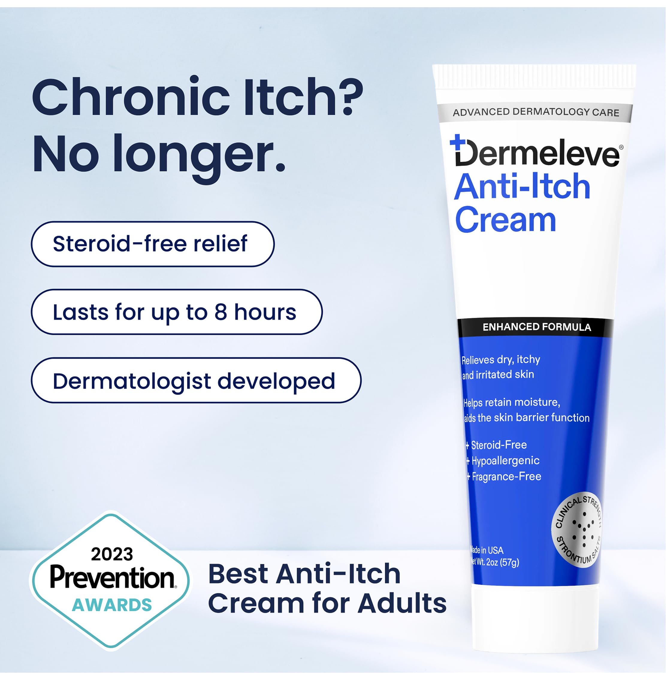 Dermeleve extra strength anti itch treatment tube for psoriasis relief