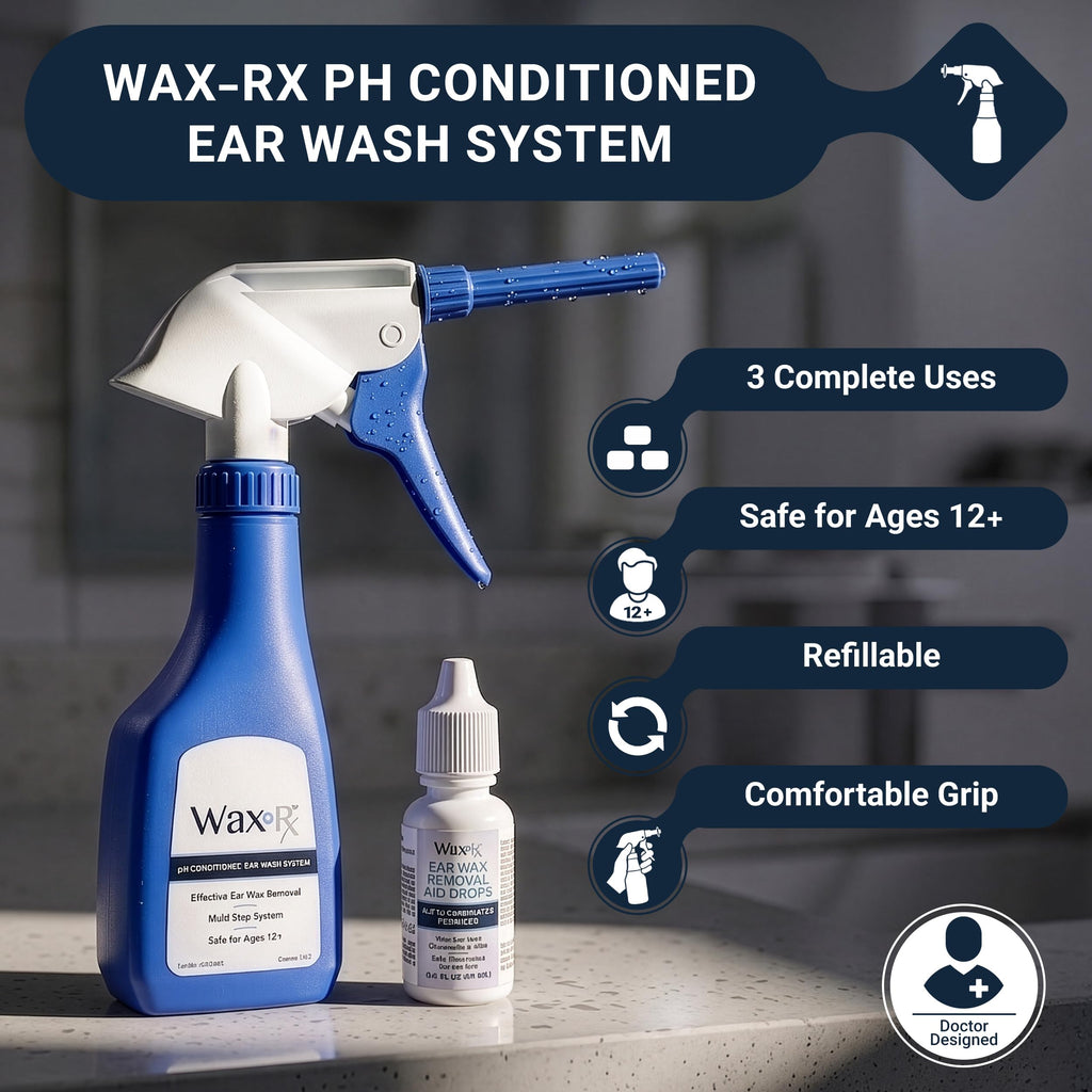 Doctor Easy ear wash spray bottle with trigger handle and multi-stream nozzle