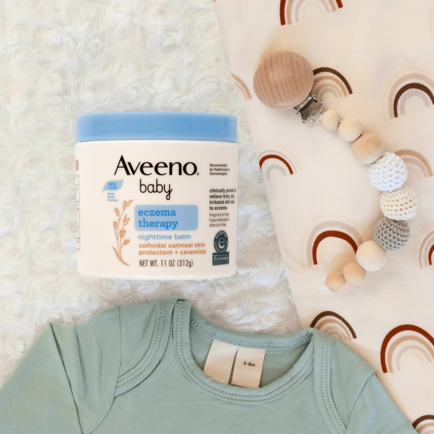 Hypoallergenic Aveeno Baby nighttime moisturizing balm for dry itchy skin relief