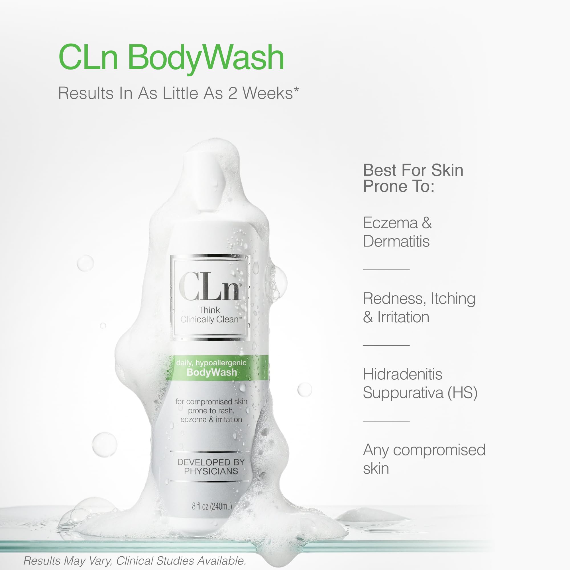 CLn therapeutic non drying body wash back label instructions