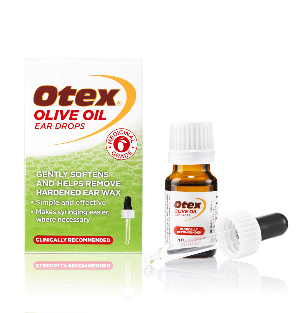 Otex Olive Oil Ear Drops box showing 10 millilitres volume