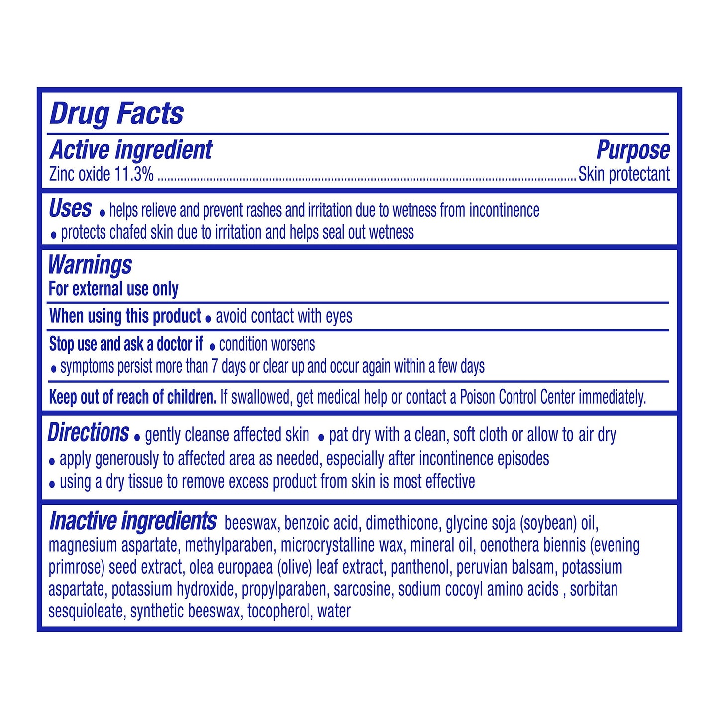 Balmex Adult Care Rash Cream with 11.3% zinc oxide for incontinence care