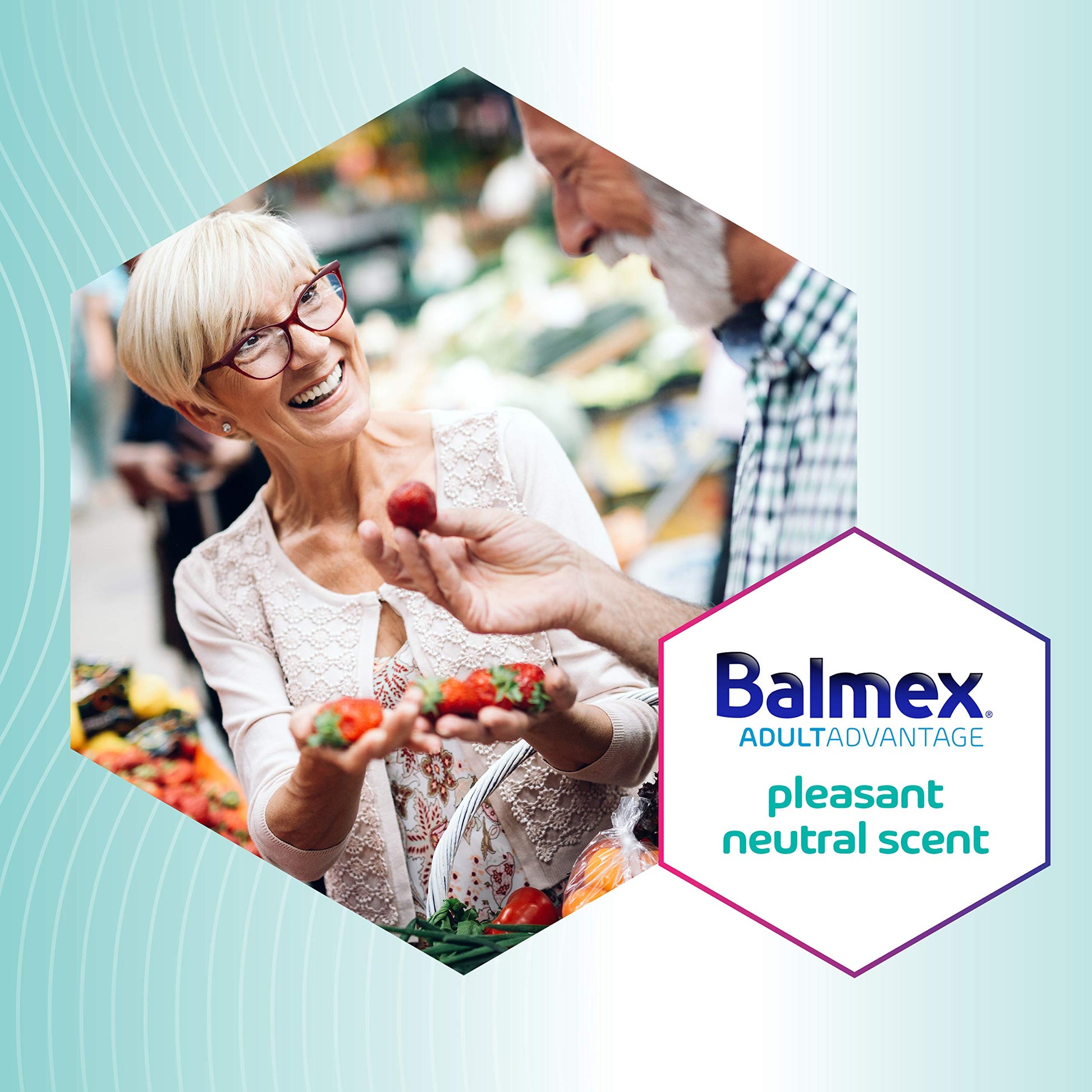 Balmex adult care 12 ounce tub highlighting soothing botanicals