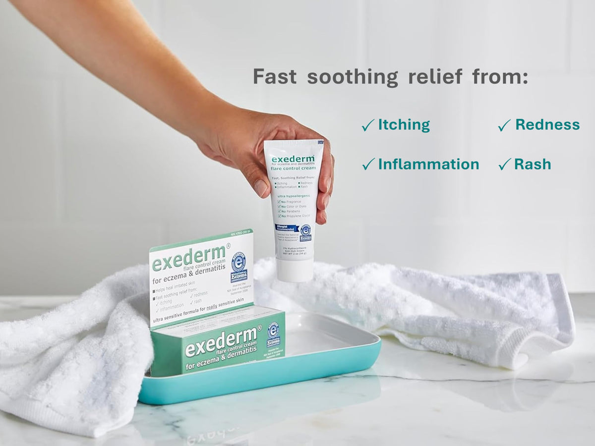 Exederm two ounce tube displaying active ingredients and directions
