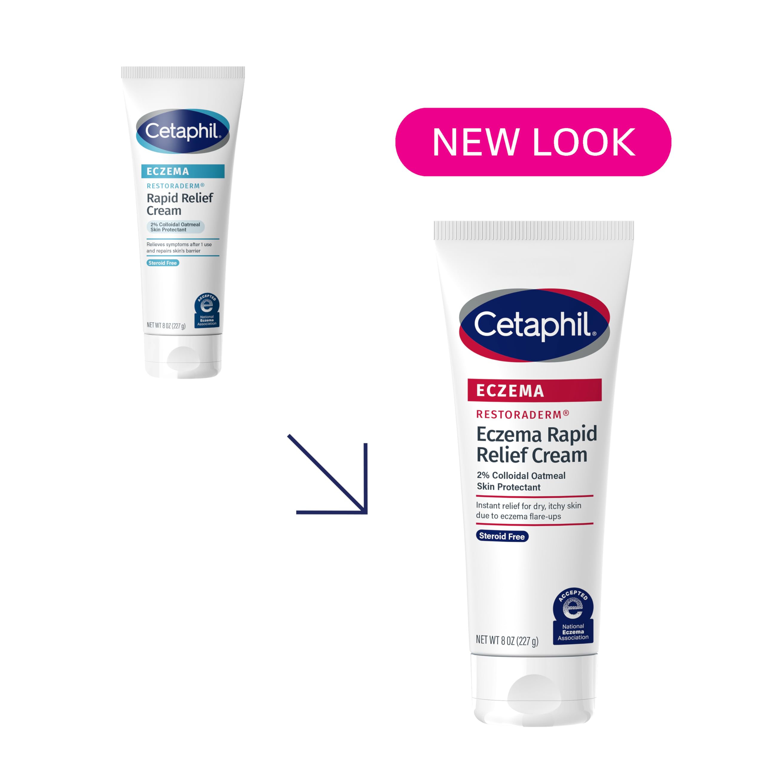 Cetaphil Eczema Restoraderm Eight Ounce bottle showing colloidal oatmeal benefit