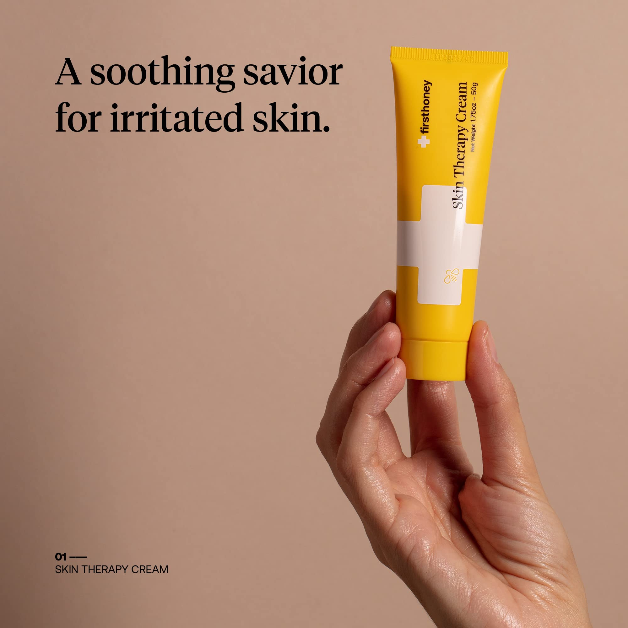 First Honey Skin Therapy Cream packaging showing medical grade honey benefits