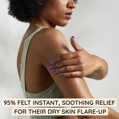 Close up of fragrance free Aveeno skin protectant cream formula for intense dryness.