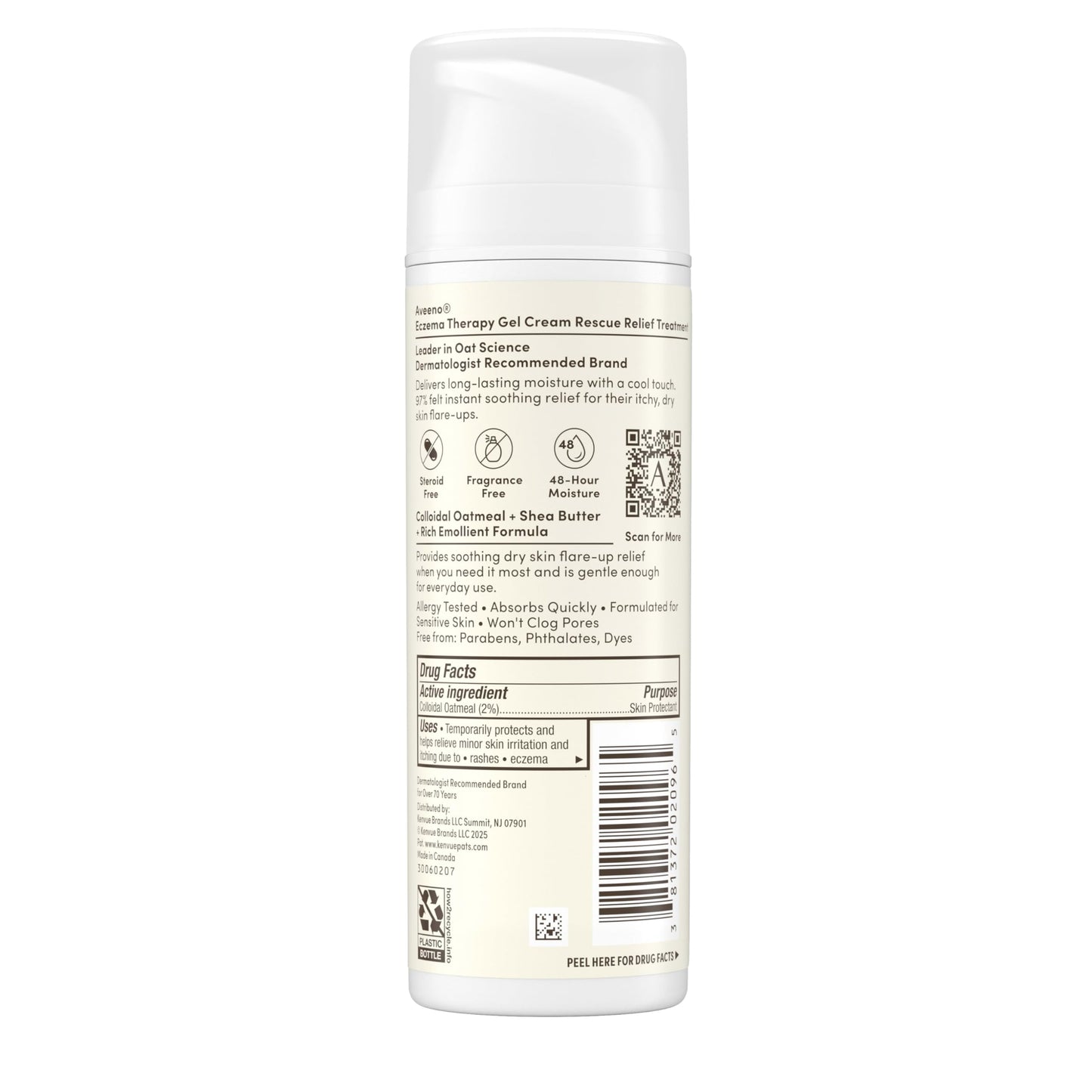 Aveeno eczema rescue relief treatment tube displayed on clean surface highlighting shea butter benefit.