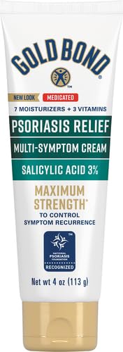 Gold Bond medicated psoriasis treatment packaging showcasing the 3 percent salicylic acid active ingredient